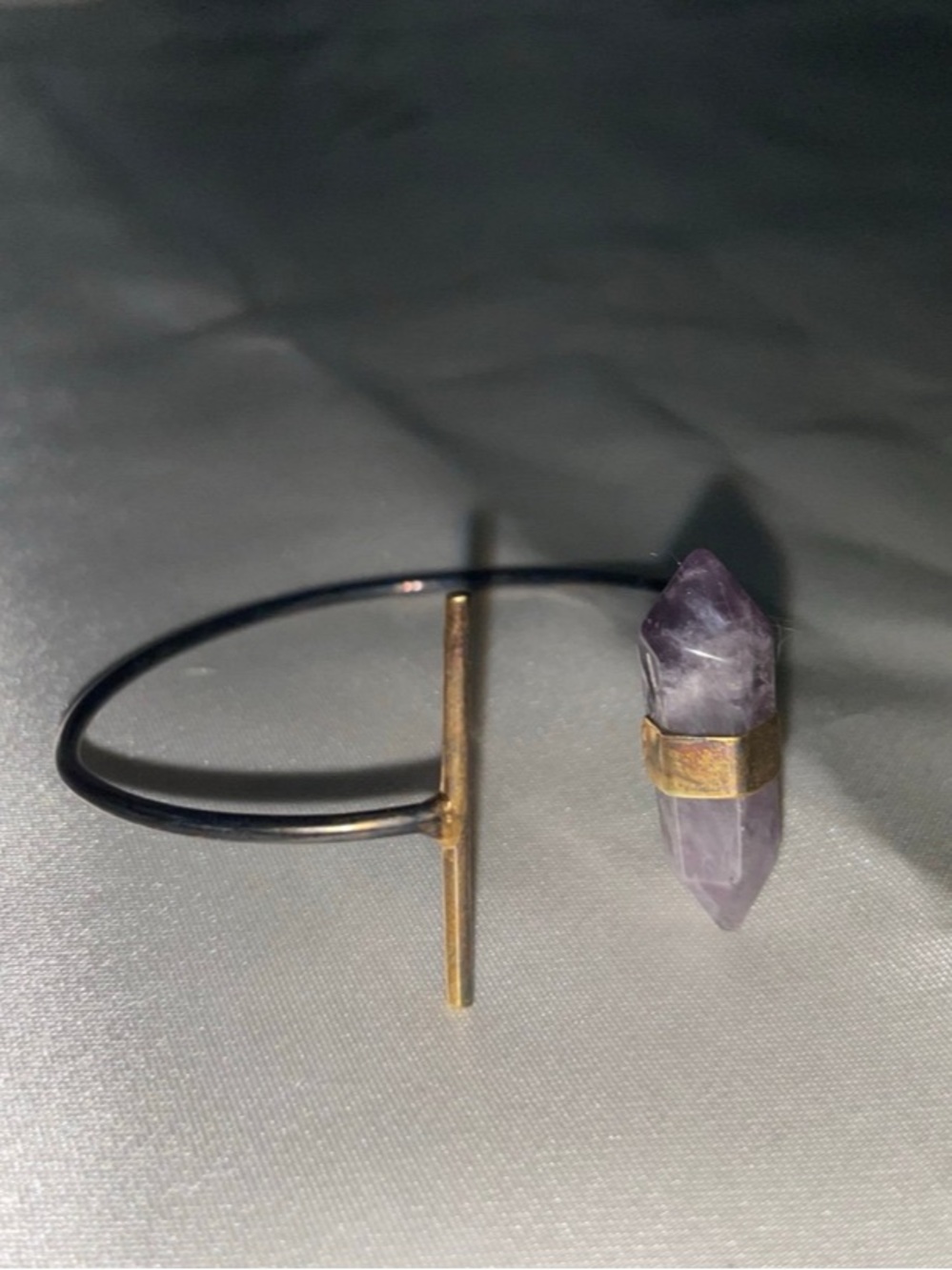 Amethyst Point Open Cuff Bracelet with Gold Accent